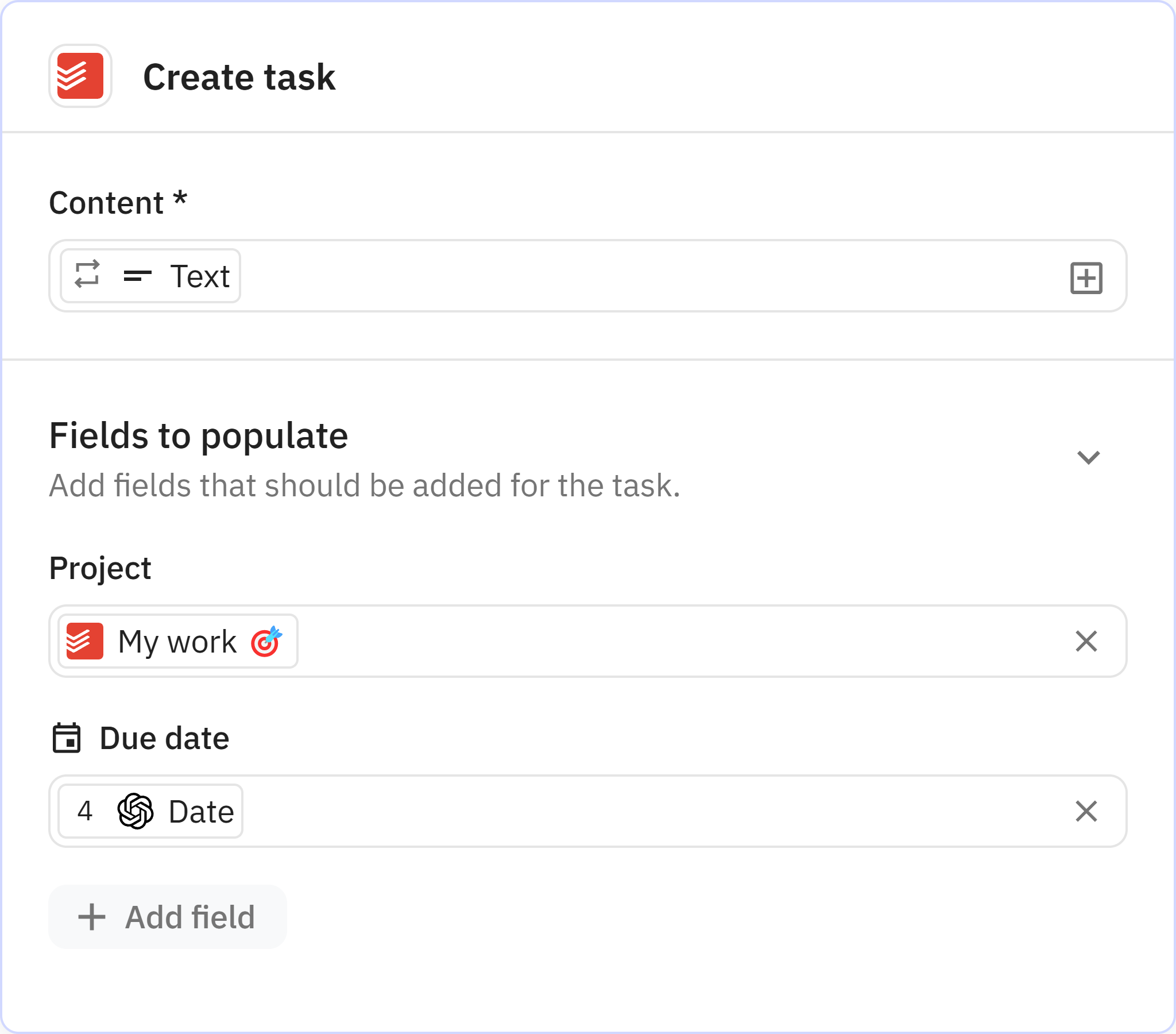 Relay.app screenshot of: Create task
