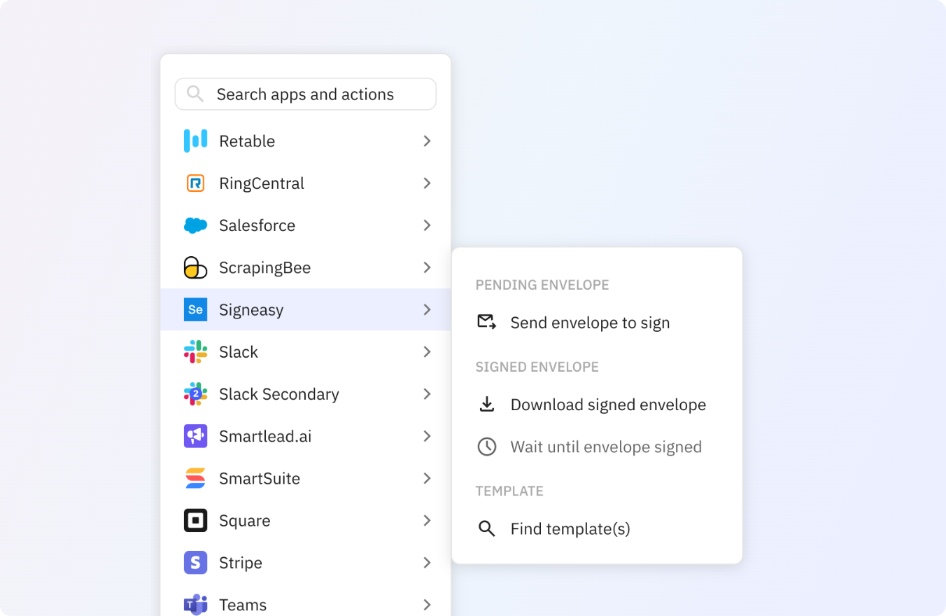 Use any of these Signeasy actions in your Relay.app workflows.