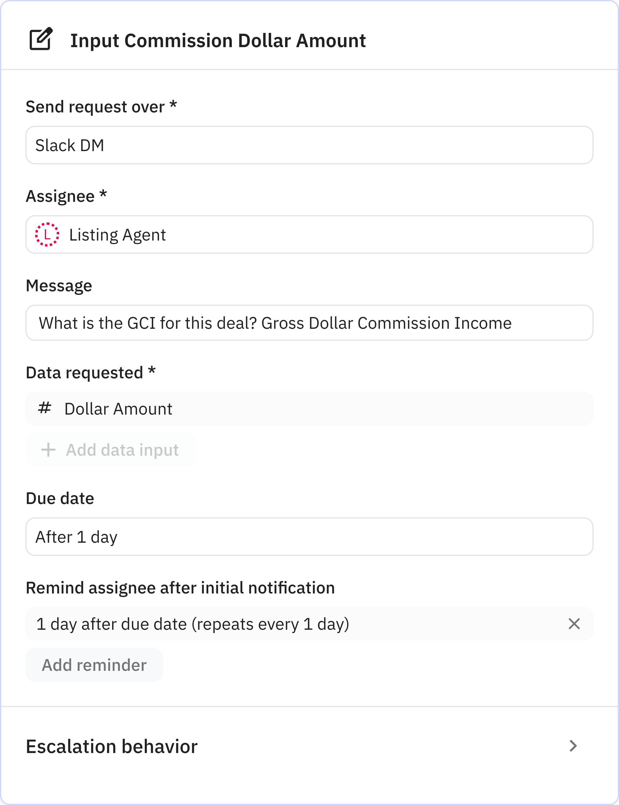 Relay.app screenshot of: Input Commission Dollar Amount