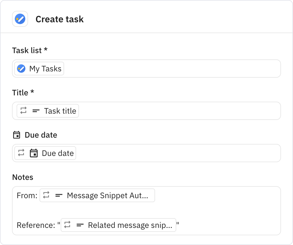 Relay.app screenshot of: Create task