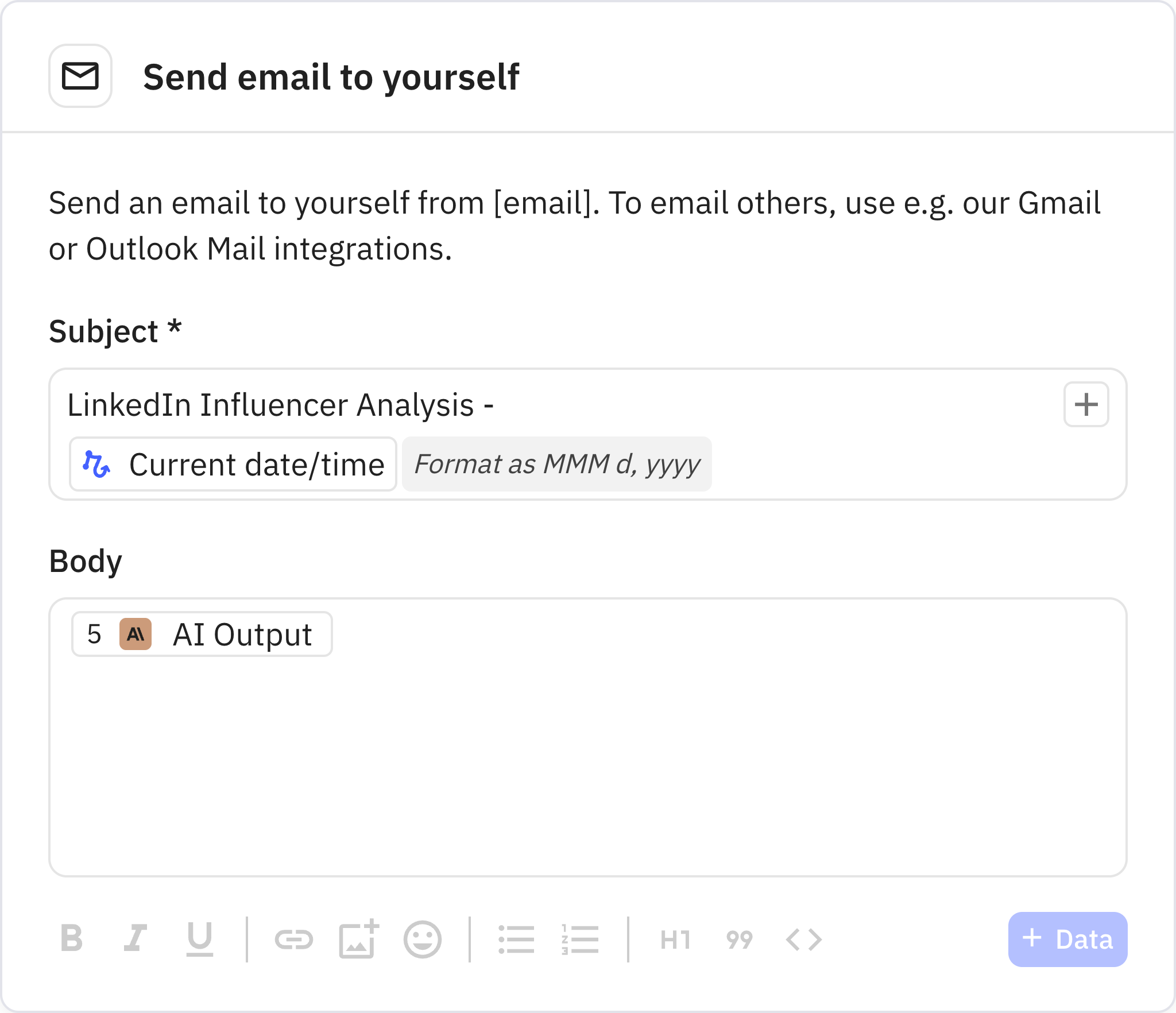 Relay.app screenshot of: Send email to yourself