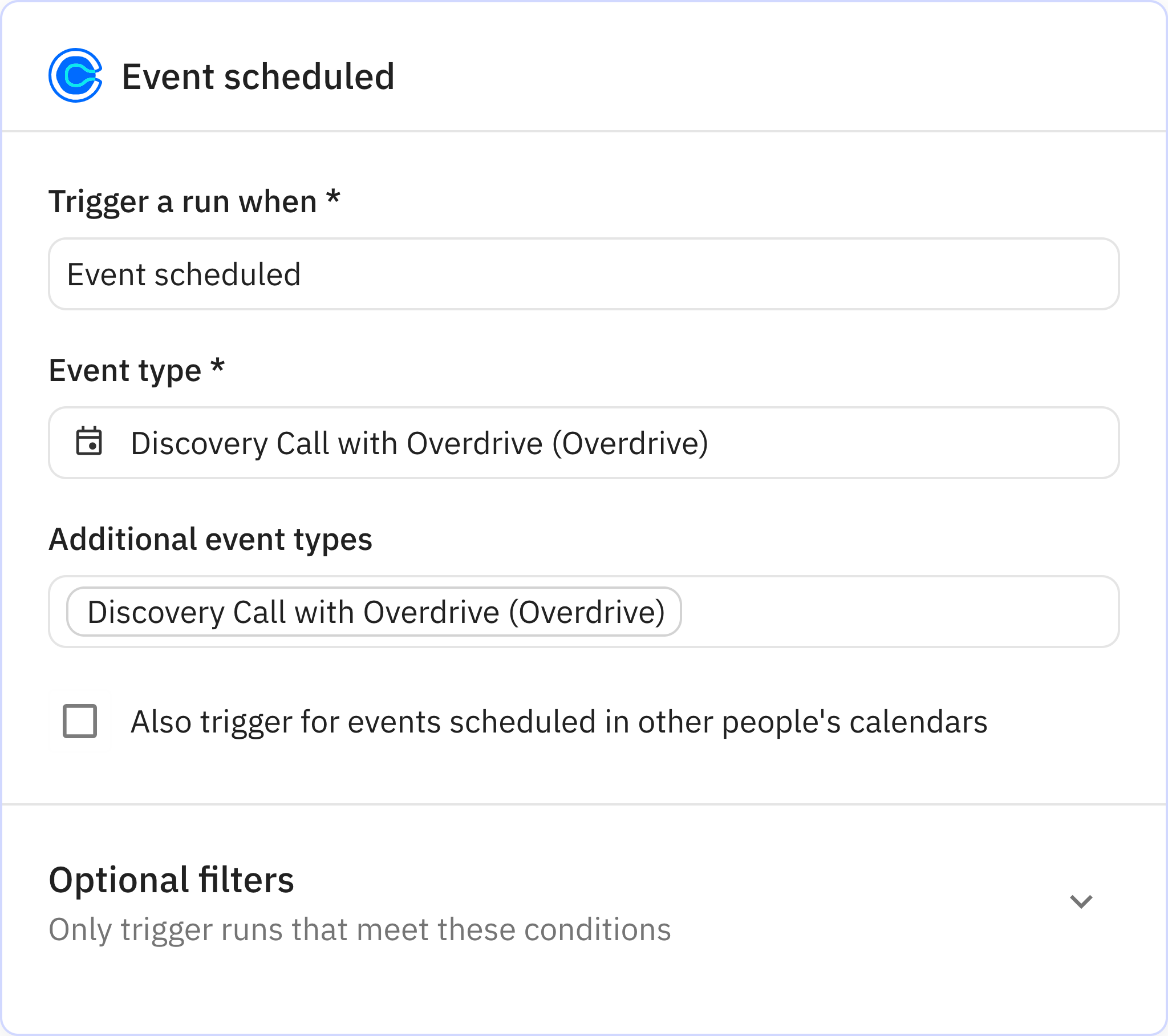 Relay.app screenshot of: Event scheduled