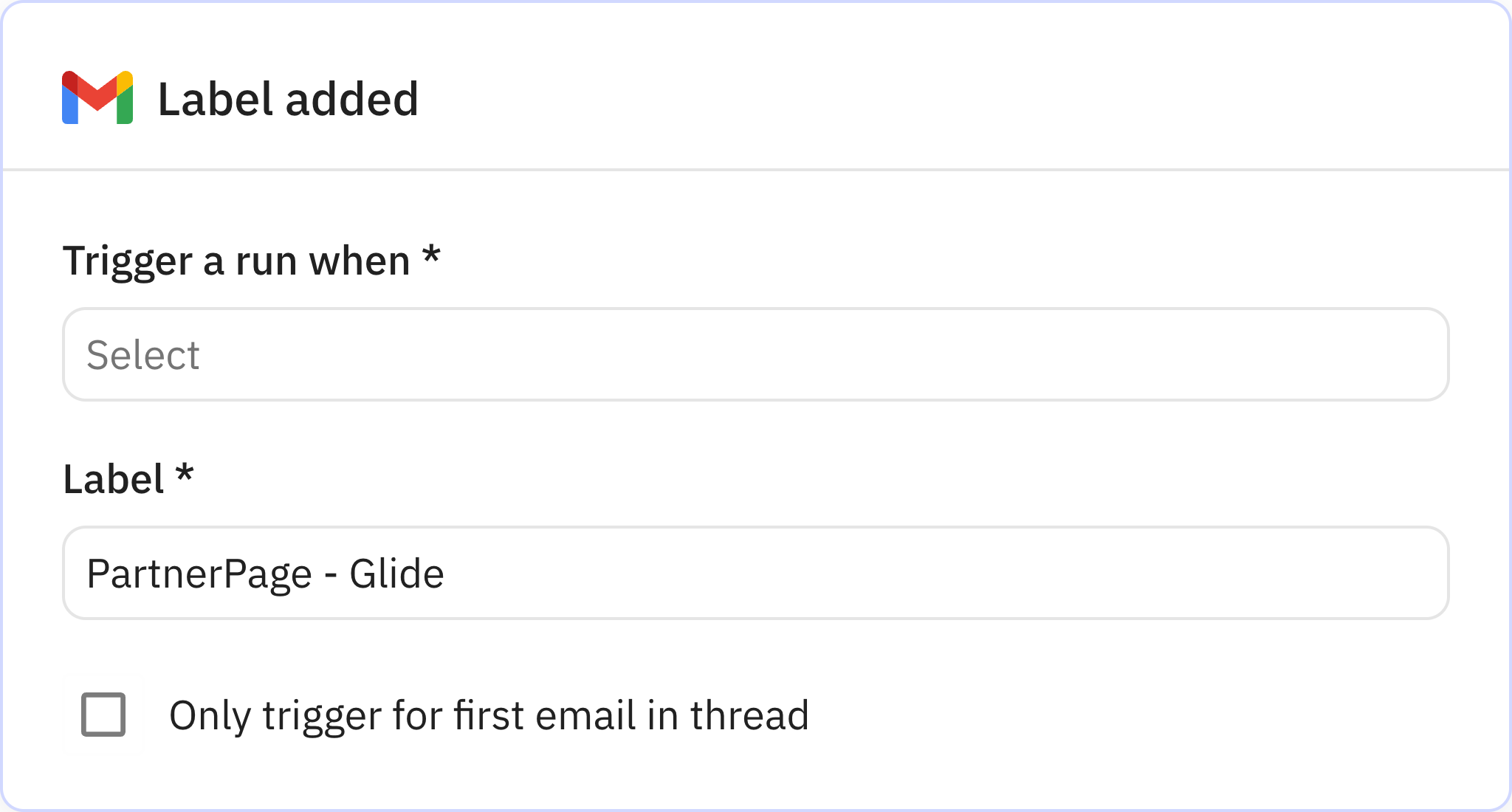 Relay.app screenshot of: Label added