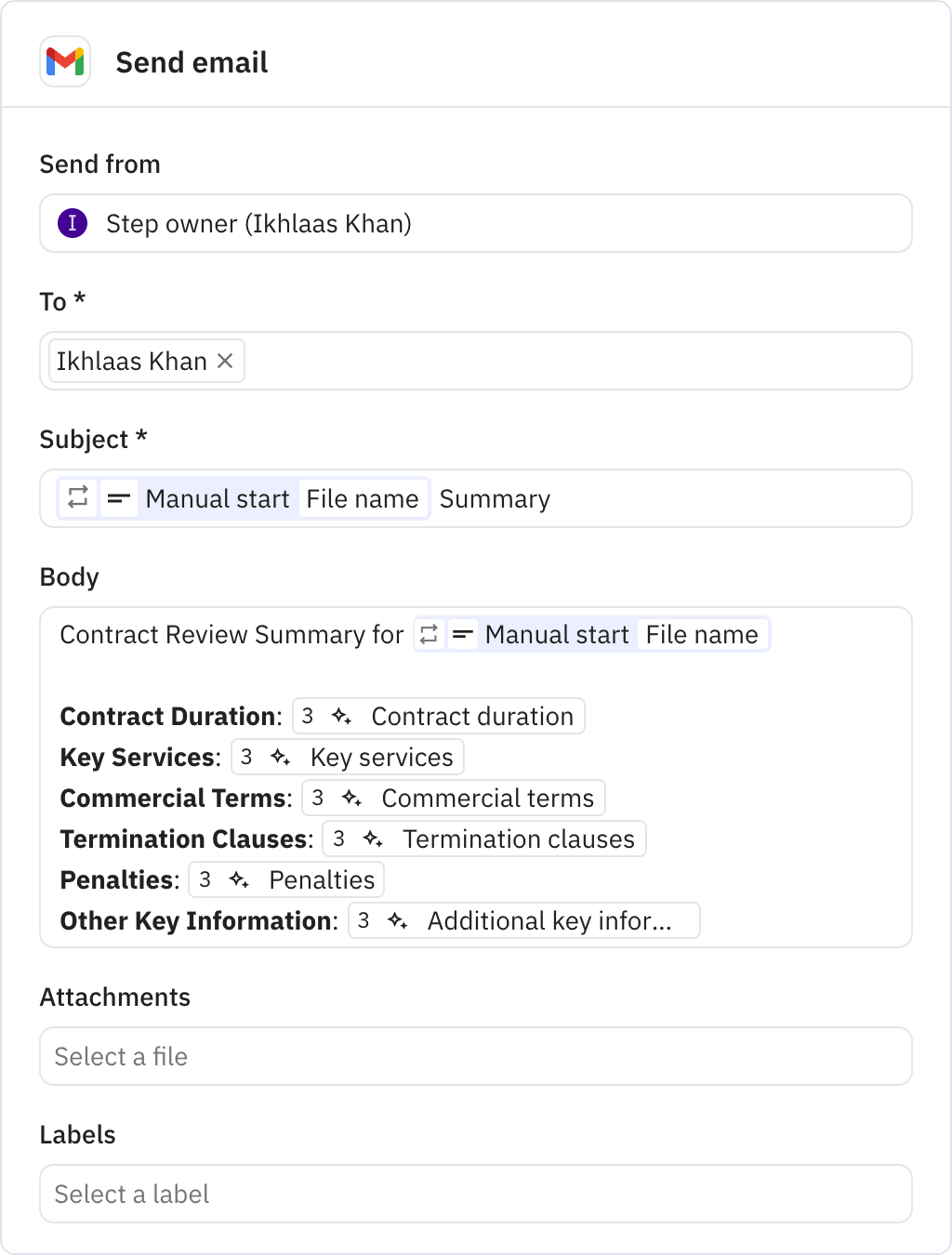 Relay.app screenshot of: Send email