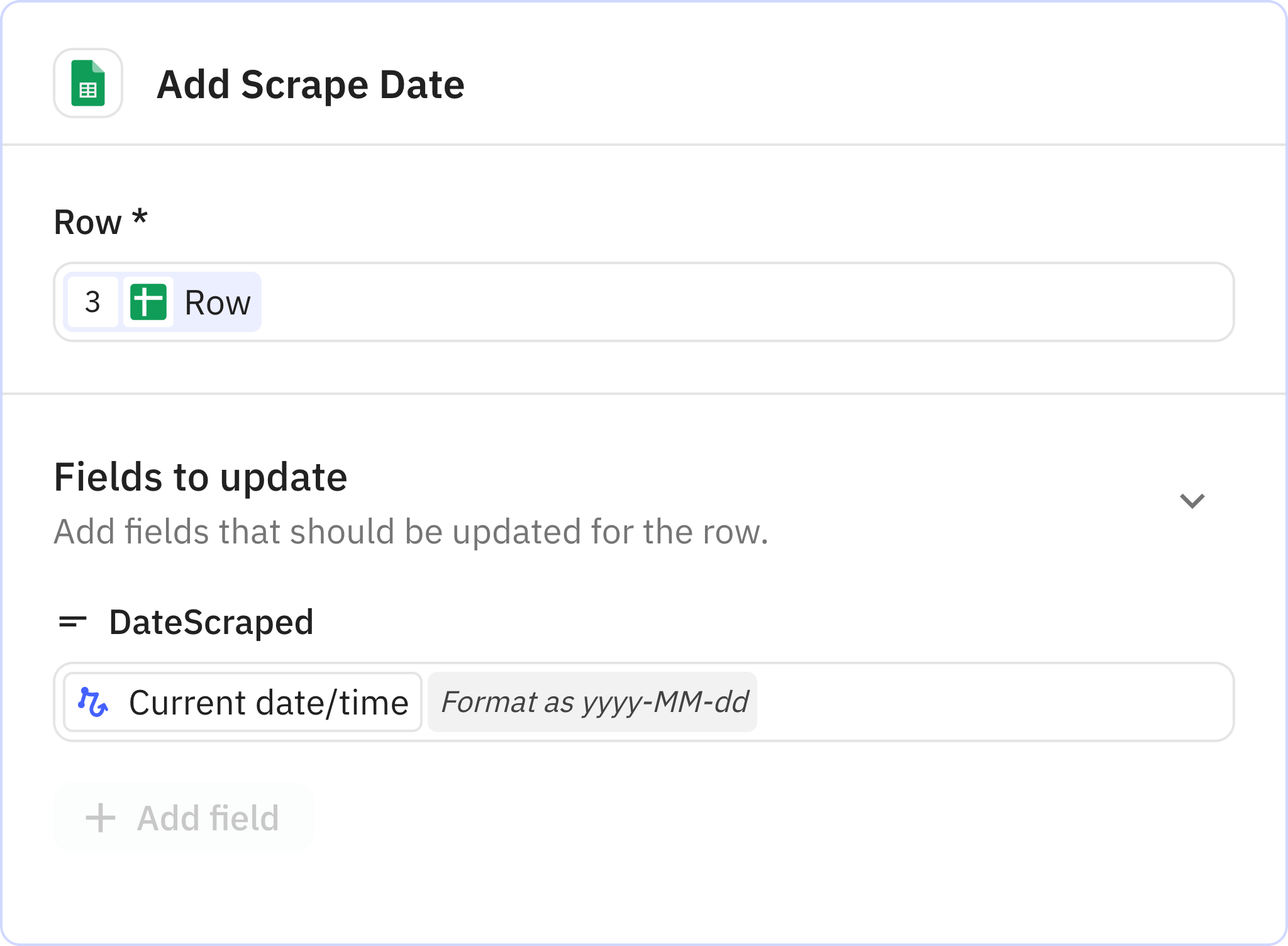 Relay.app screenshot of: Add Scrape Date