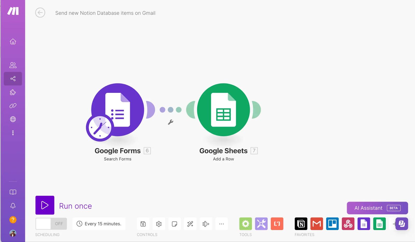 Make.com scenario builder
