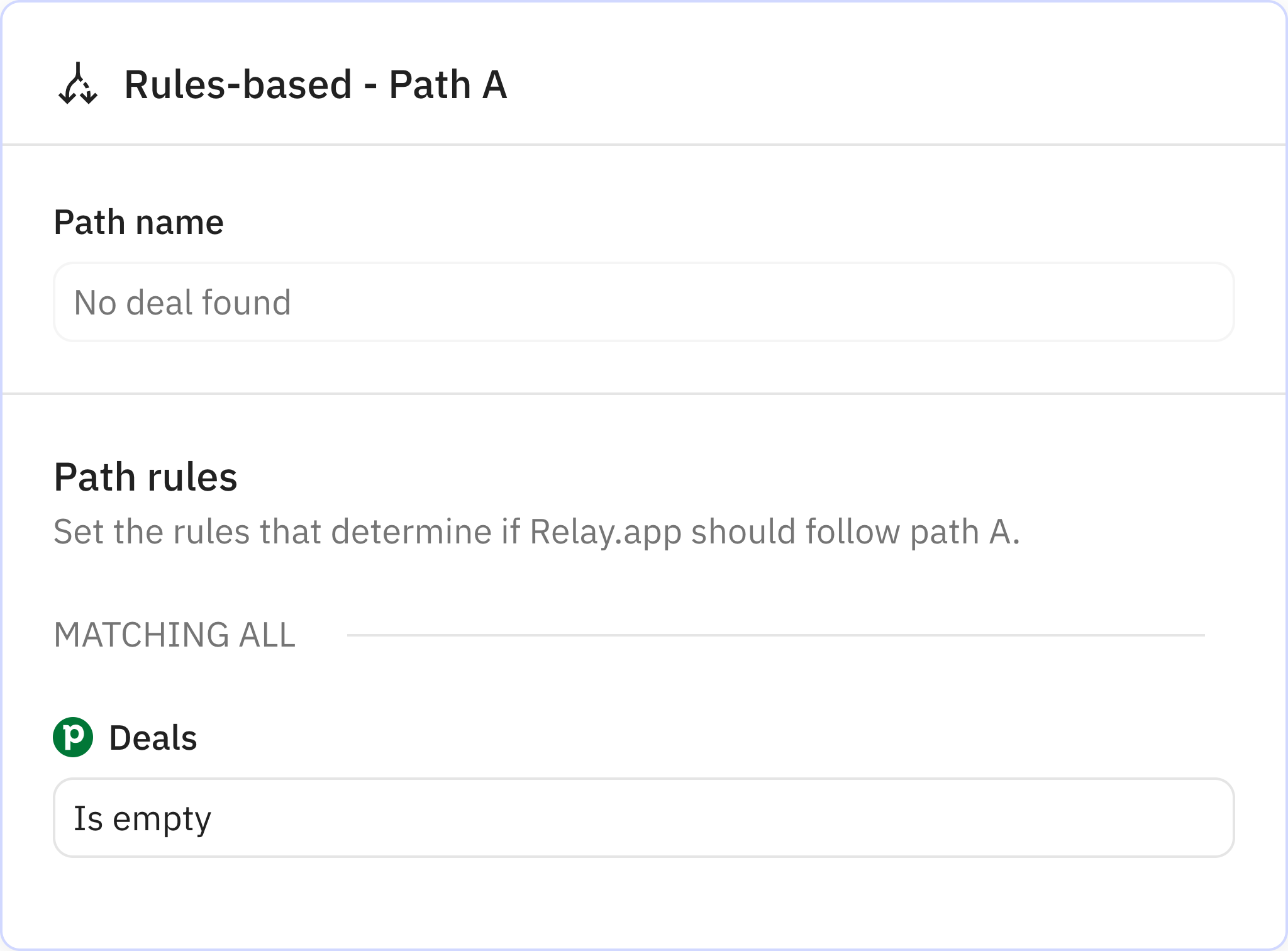 Relay.app screenshot of: No deal found