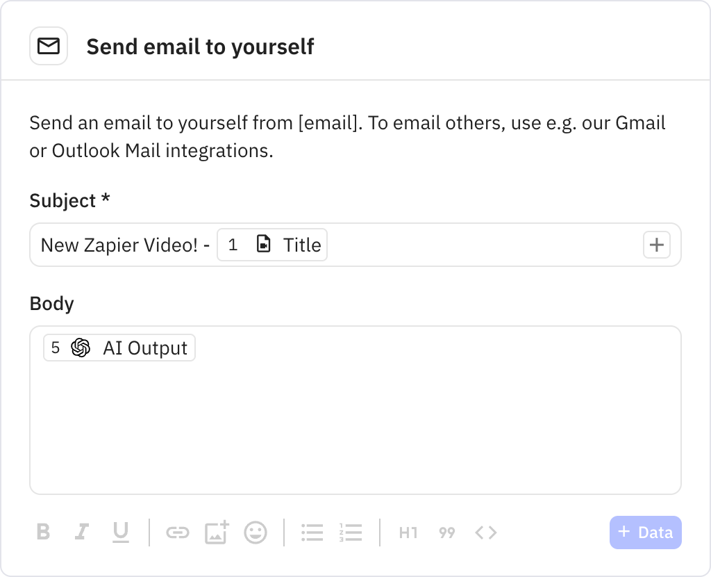 Relay.app screenshot of: Send email to yourself