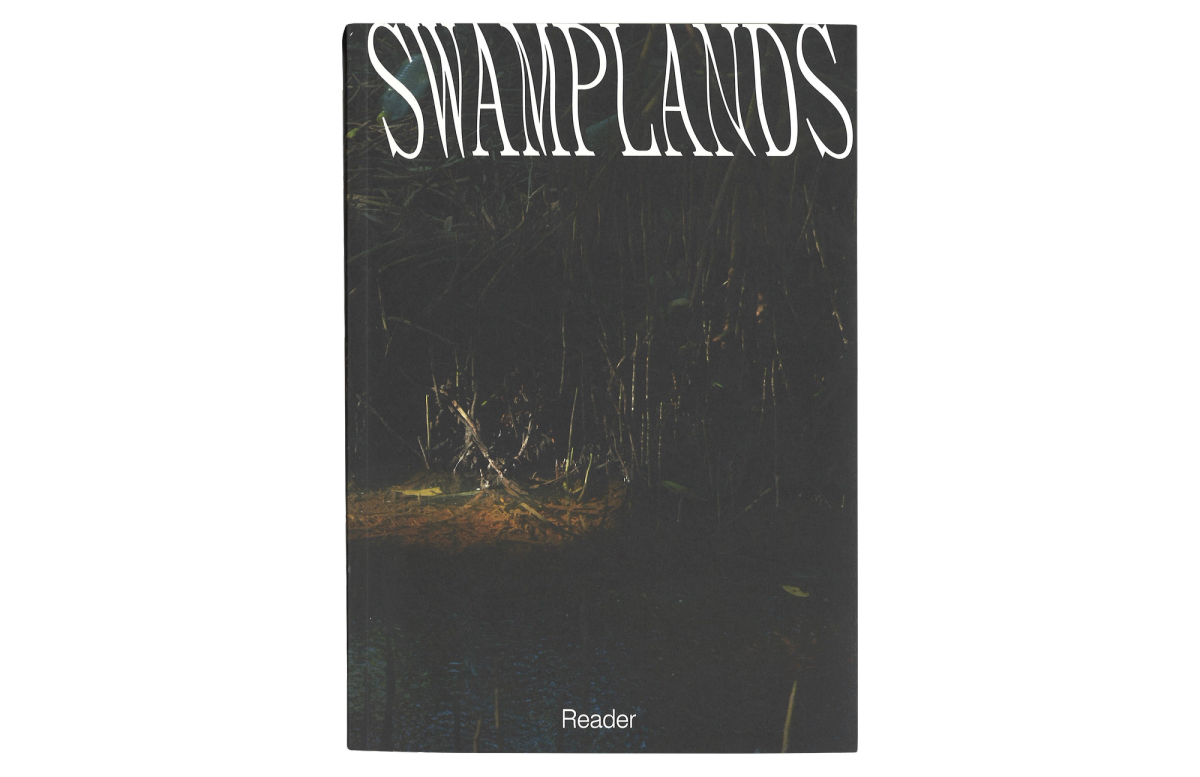 Book cover with nightview photo of a swamp mangrove, large white title overlaid in top section
