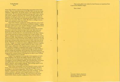 Scan of a book spread, yellow pages with editorial foreword set in black type. Left page features most of the text, right side features three lines of text on the top and a footnote on the bottom.