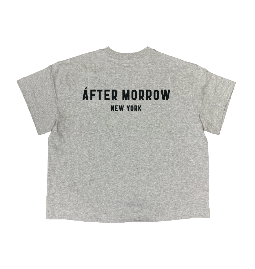 Grey AFTERMORROW cotton T-shirt with After Morrow New York graphic