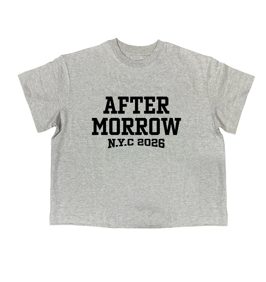 Grey AFTERMORROW cotton T-shirt with collegiate New York City graphic