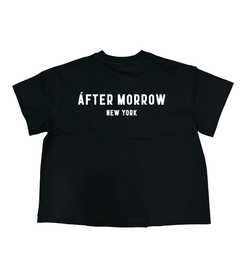 Black AFTERMORROW cotton T-shirt with After Morrow New York graphic
