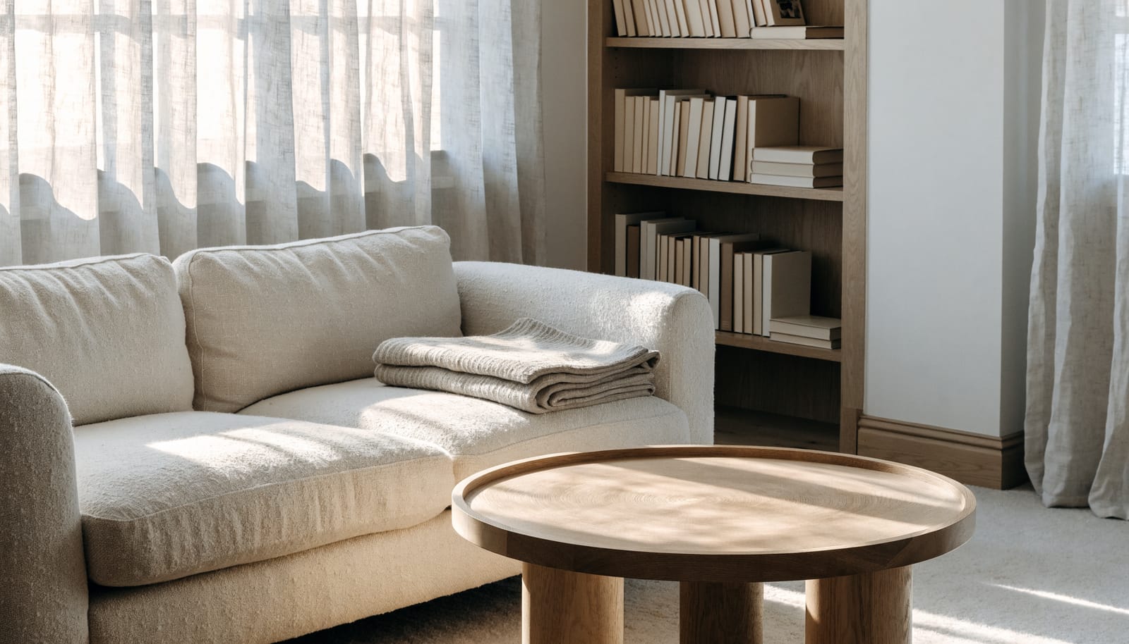 A bright, freshly cleaned living room