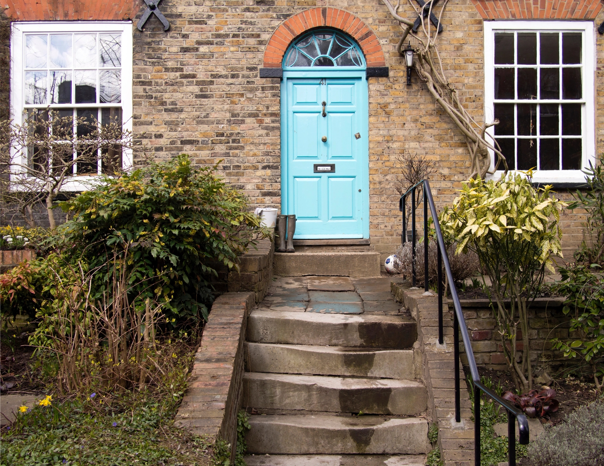 A blue front door of a house