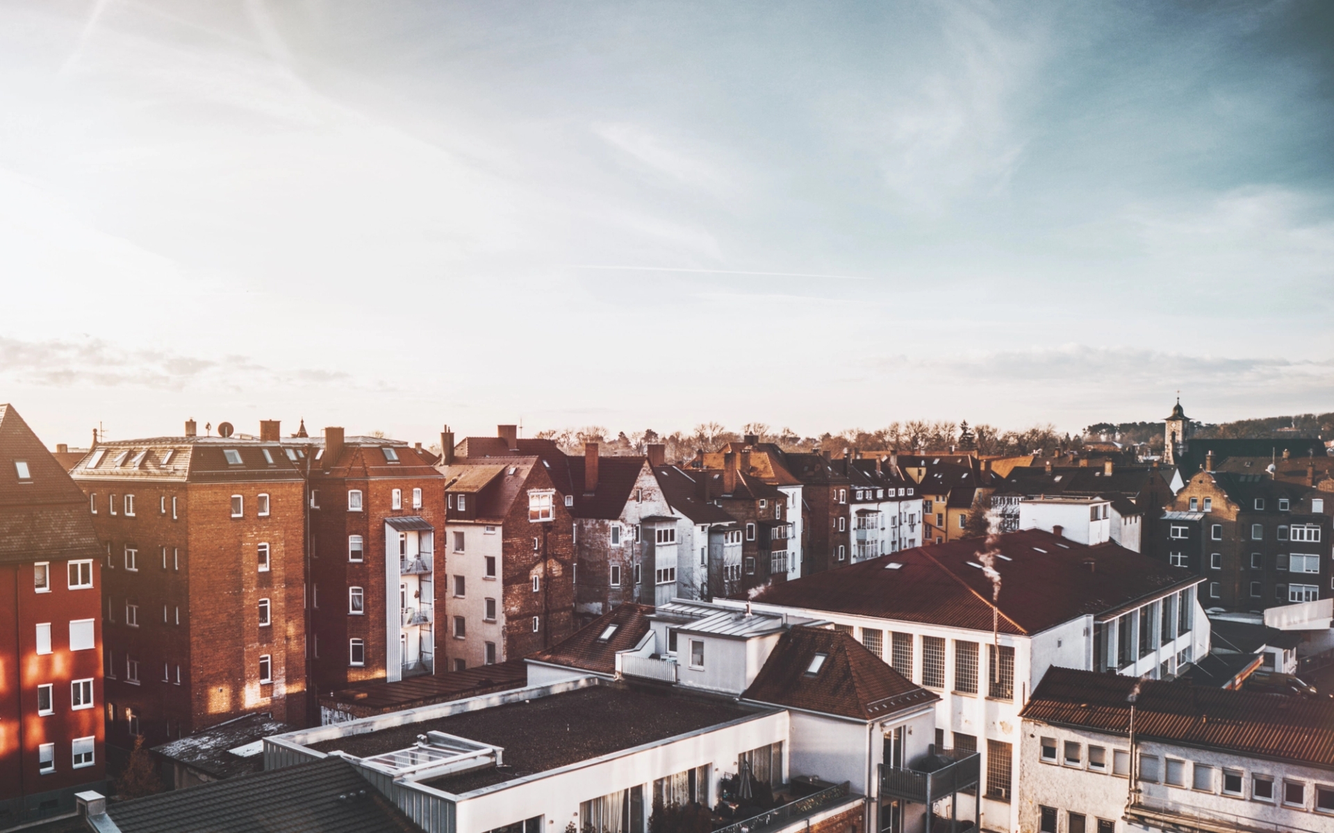 Rooftop View of a Quaint Town