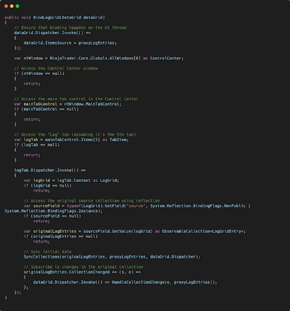 Bind Log Grid