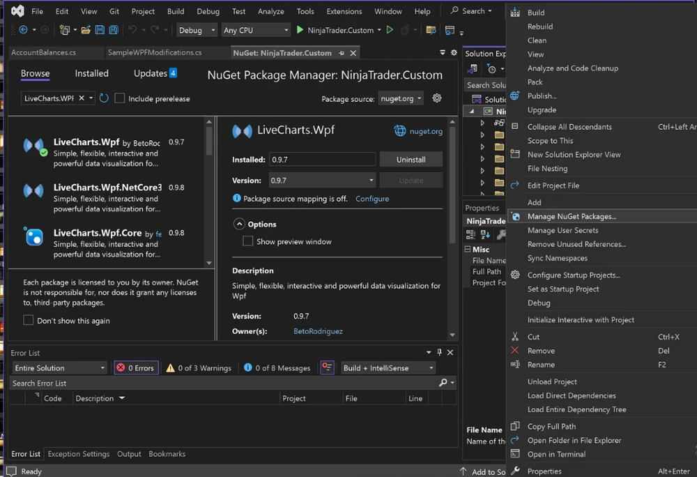Manage NuGet Packages