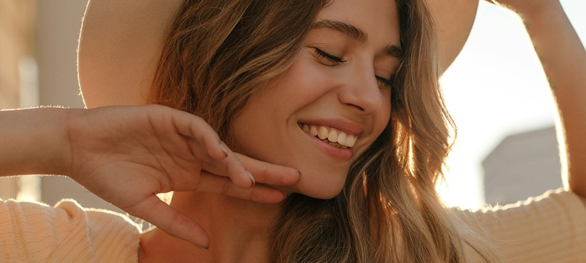 Woman smiling to side