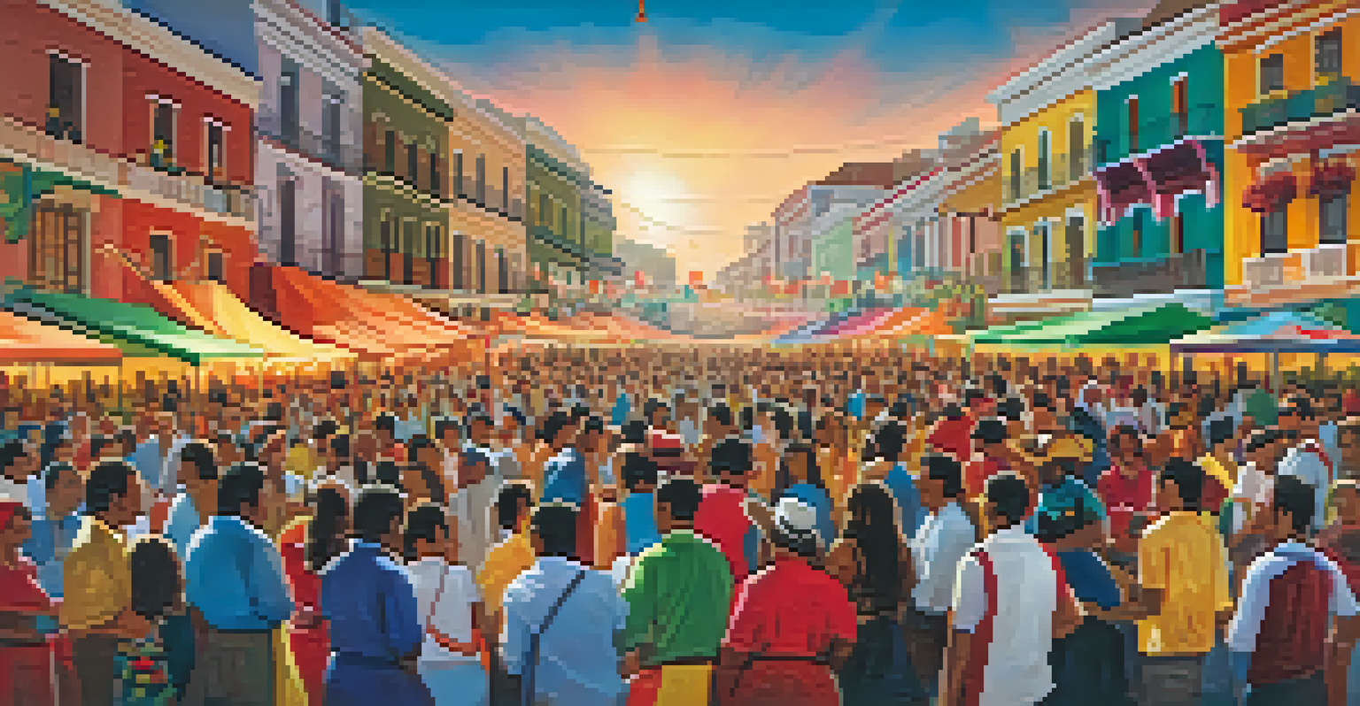Local artists performing at the Festival de la Canción Criolla in Lima, with an enthusiastic audience and festive decorations.