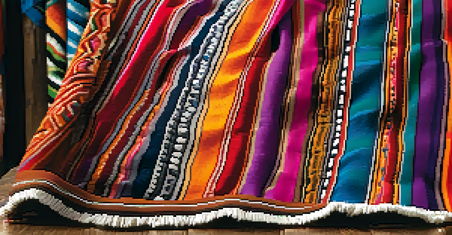 A detailed close-up of a colorful Quechua textile, highlighting its intricate patterns and textures.
