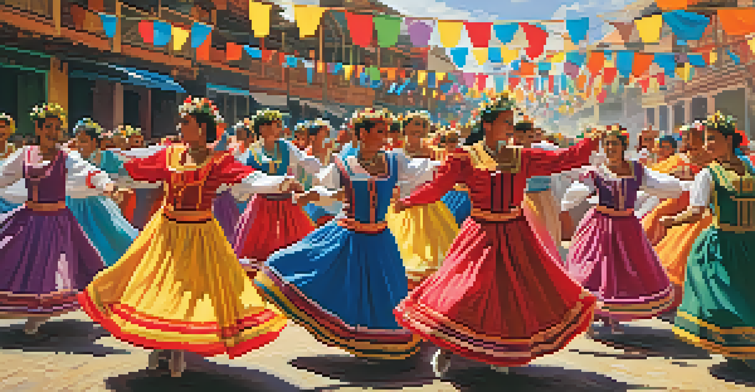 Dancers performing the Marinera at a vibrant festival, showcasing traditional Peruvian culture.