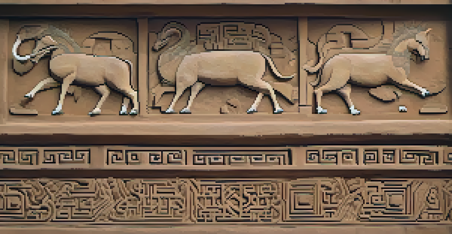 A close-up of the animal friezes on the adobe walls of Chan Chan, showcasing the detailed craftsmanship.