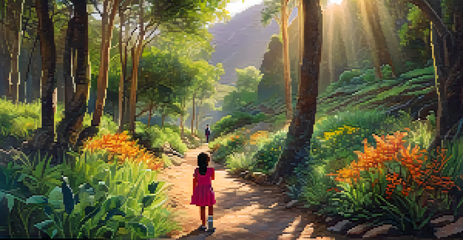 A family on a nature walk in the Sacred Valley, observing wildlife and enjoying the natural beauty.