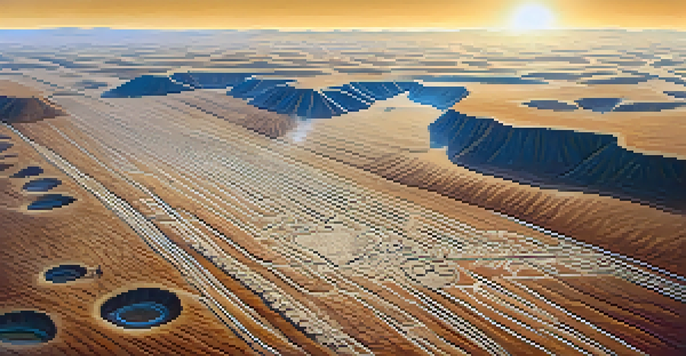 Aerial view of the Nazca Lines showing geoglyphs of a hummingbird and monkey in a desert landscape.