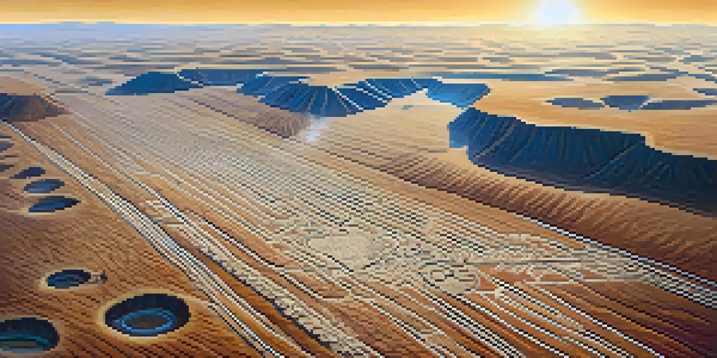 Aerial view of the Nazca Lines showing geoglyphs of a hummingbird and monkey in a desert landscape.