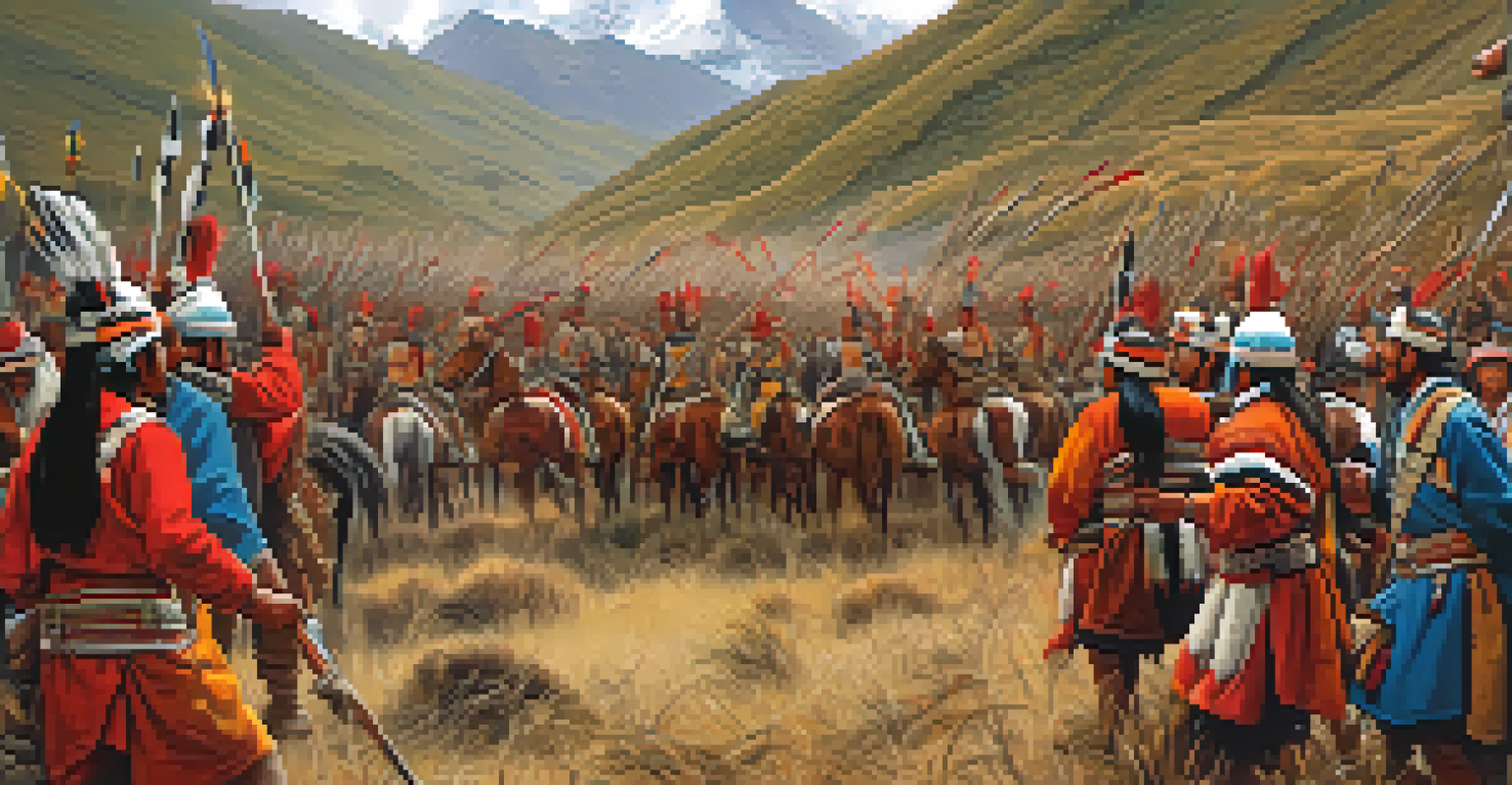 Indigenous warriors led by Túpac Amaru II engaging in guerrilla warfare in the Andean mountains.