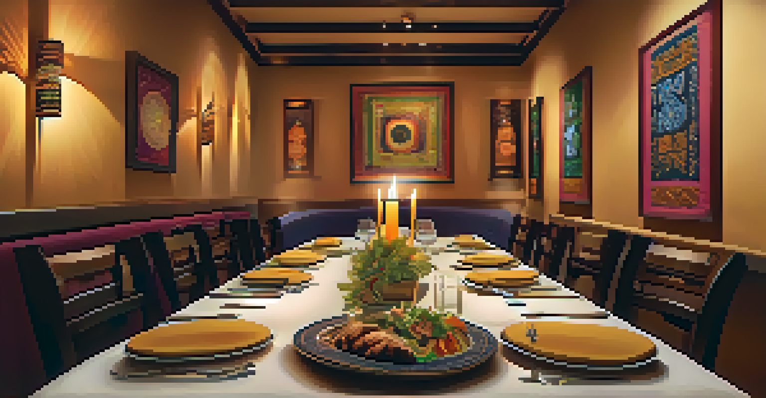 An elegant dining table in a Peruvian restaurant showcasing a fusion dish with fine cutlery and artistic plating.