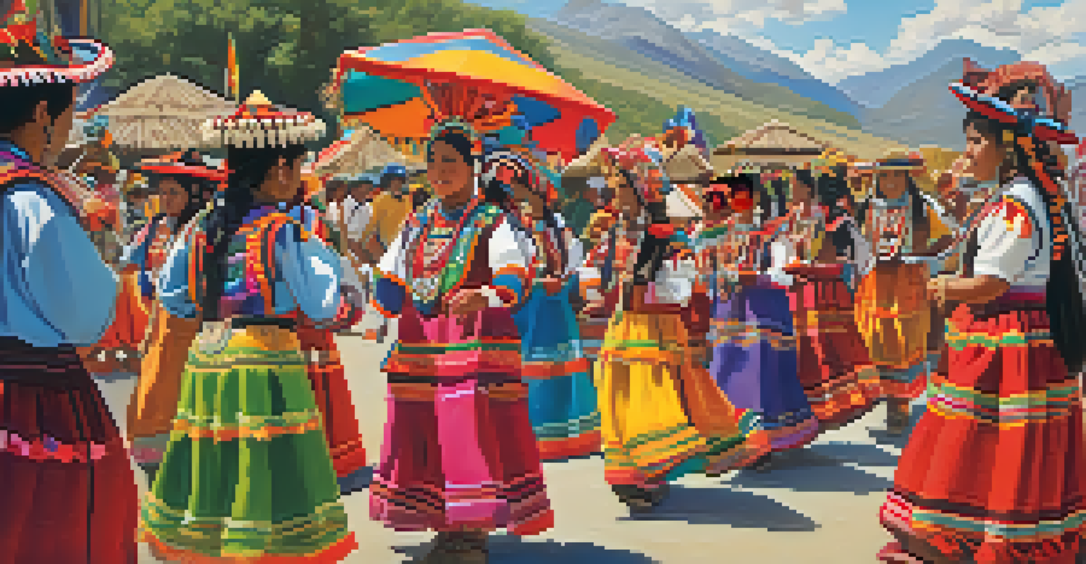 A vibrant cultural festival in Peru celebrating Indigenous art and dance with colorful displays.
