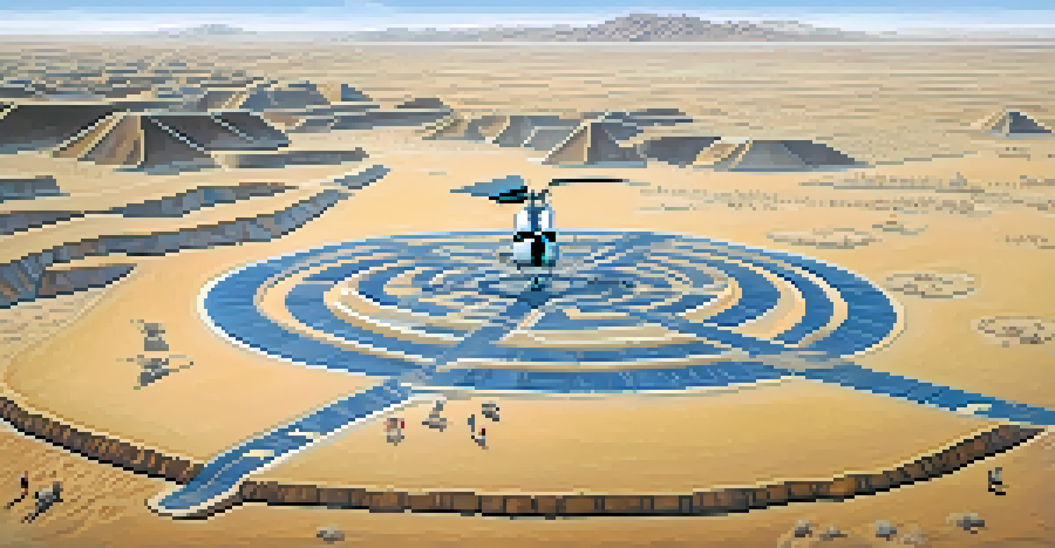 Helicopter flying over the Nazca Lines, showcasing the ancient geoglyphs in the desert below.