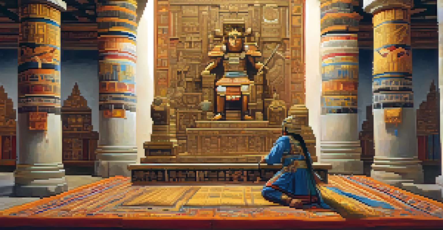 Atahualpa capturing Huascar in an ornate Inca palace, with gold artifacts and traditional textiles, showcasing tension and ambition.