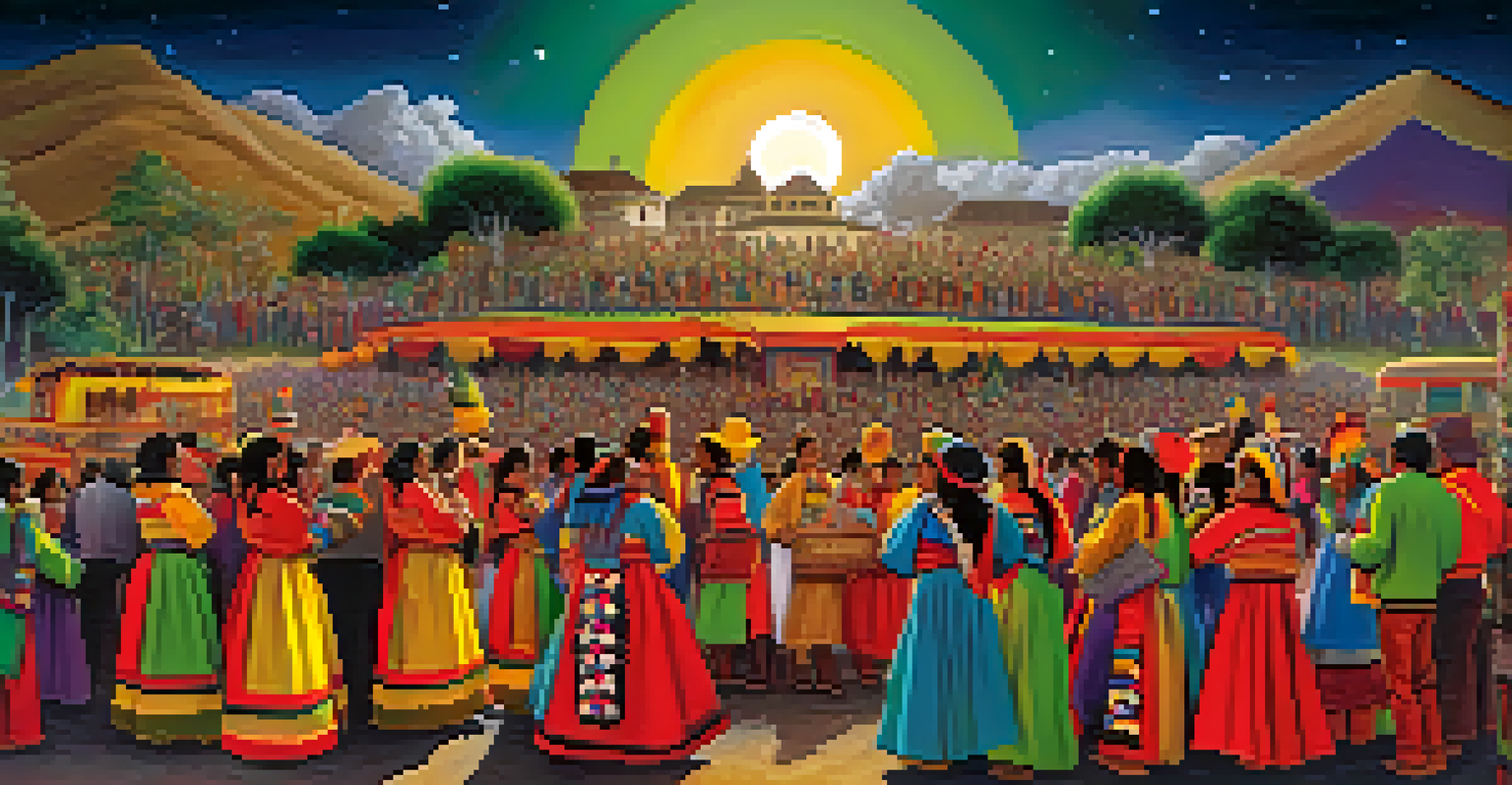 A lively Inca festival scene celebrating the moon goddess, with community members in traditional attire under a full moon.