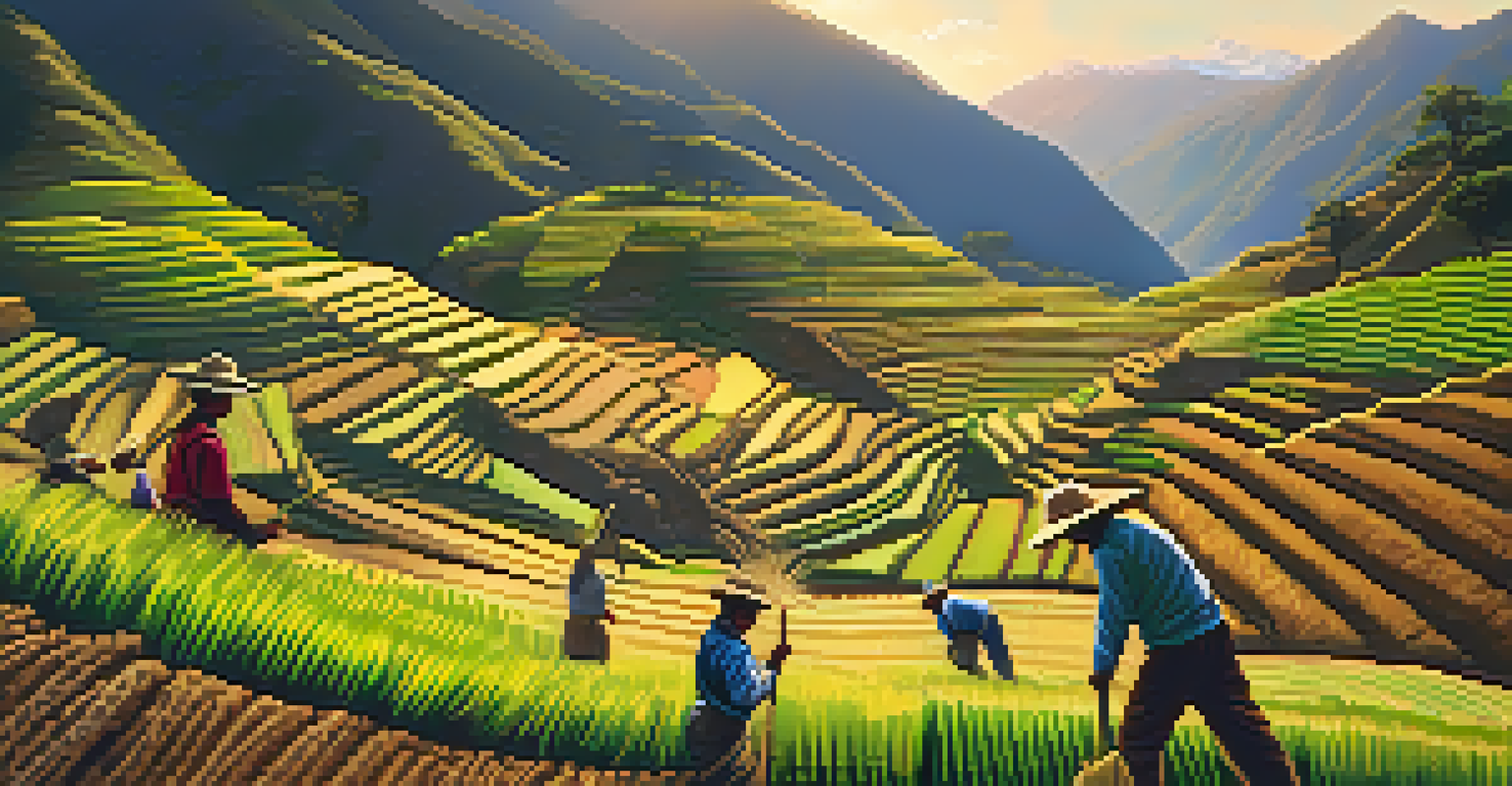 Local community members engaged in sustainable farming in the Peruvian highlands.