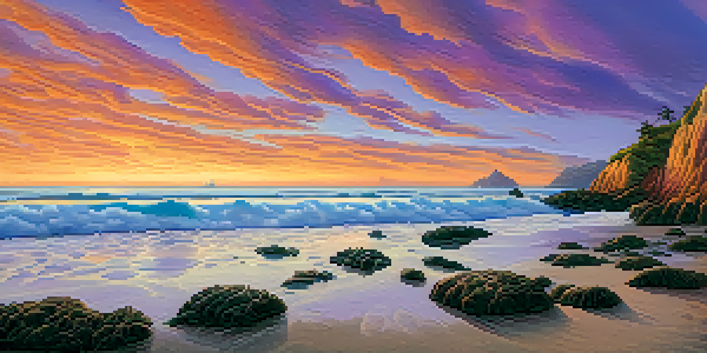 A stunning sunset over the rugged cliffs of Peru's coastline, with vibrant colors in the sky and the ocean reflecting the hues.