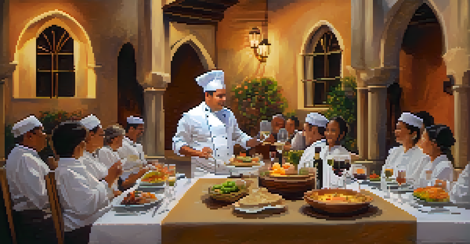 An elegant dining setup at the Food and Wine Festival in Arequipa, showcasing gourmet dishes and wine in a cozy atmosphere.