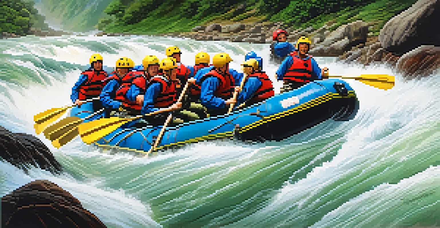 Adventurers navigate through roaring rapids while white-water rafting on the Apurímac River in Peru, surrounded by the scenic Andes mountains.
