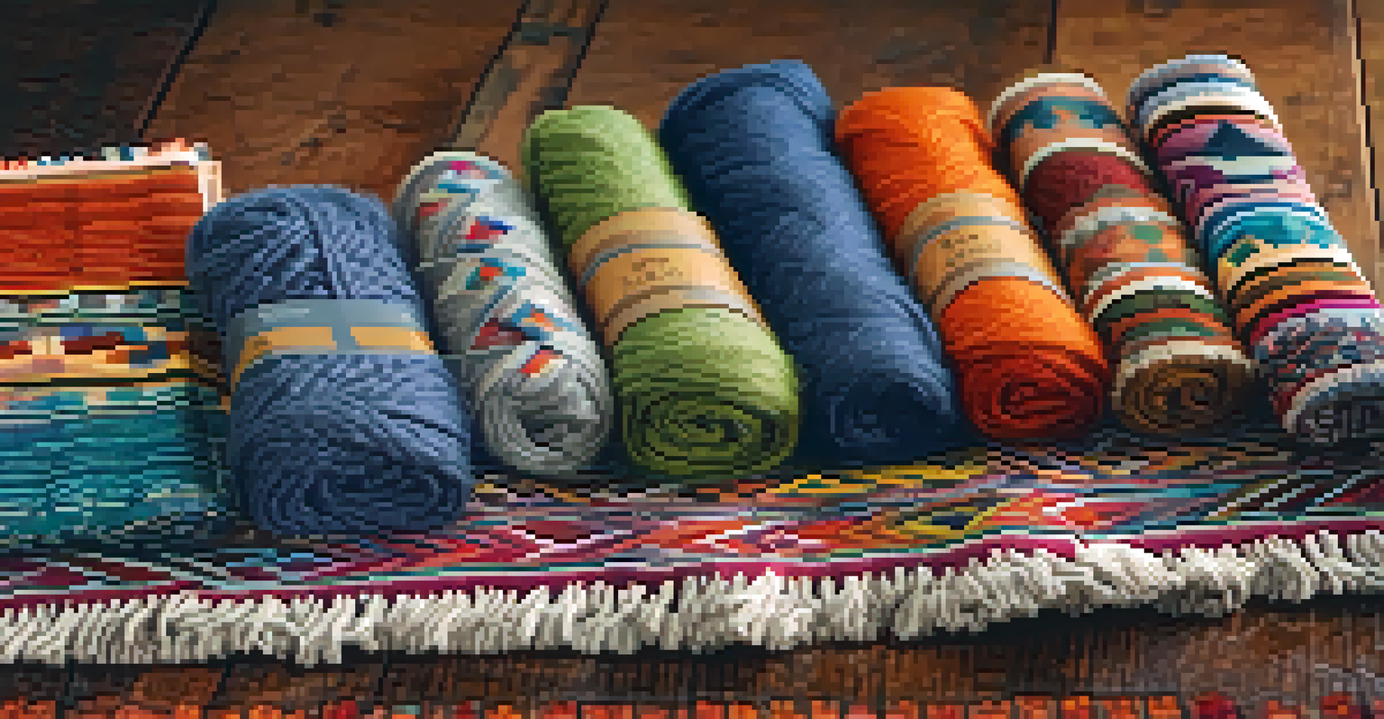 A close-up view of a soft alpaca wool textile with intricate patterns and vibrant colors, highlighting its texture.