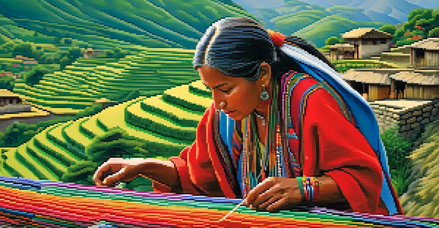 A Quechua woman weaving vibrant textiles in her village, showcasing traditional crafting techniques.