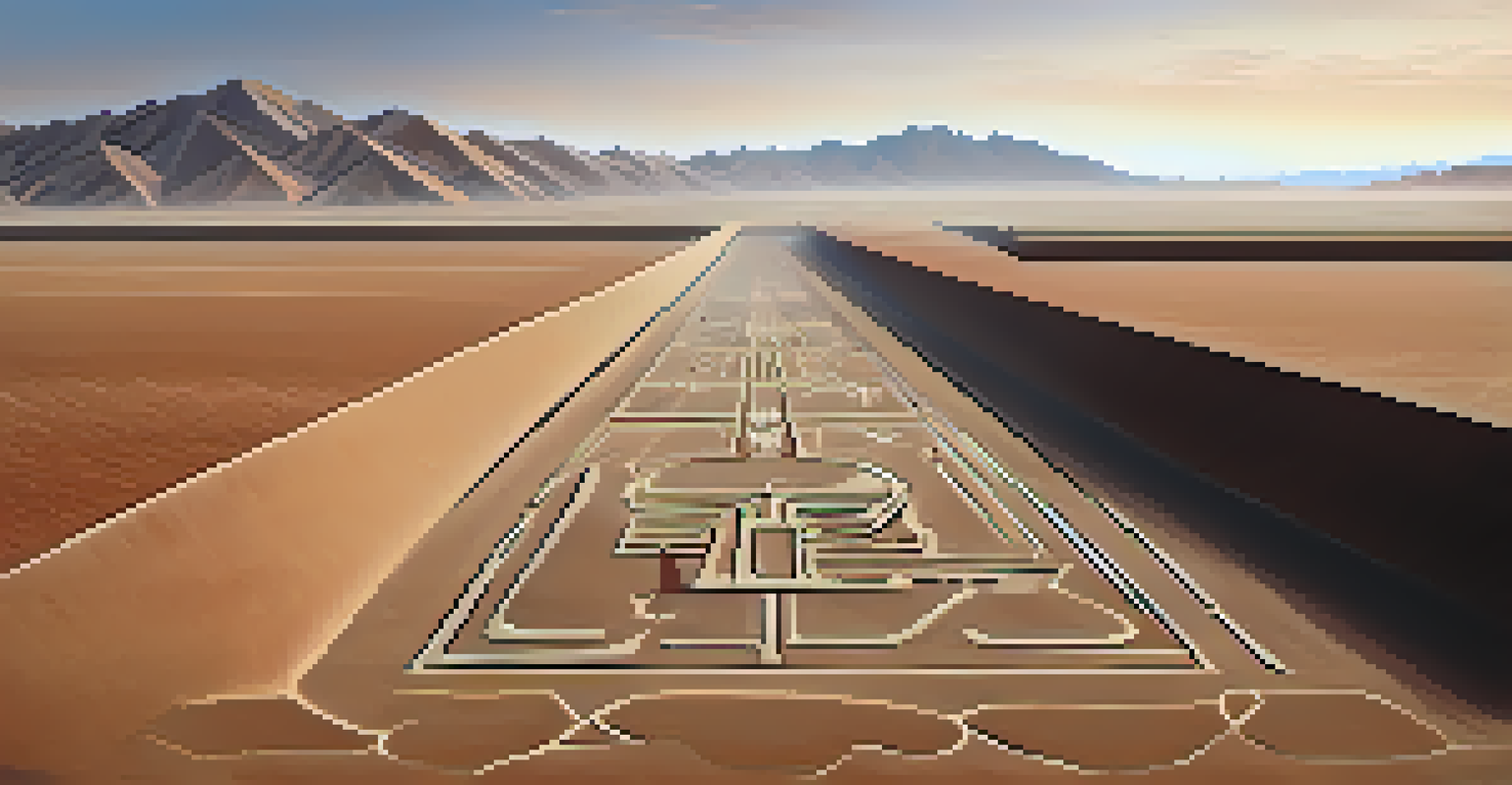 Close-up view of the Nazca Lines showing intricate geometric shapes and animal figures.