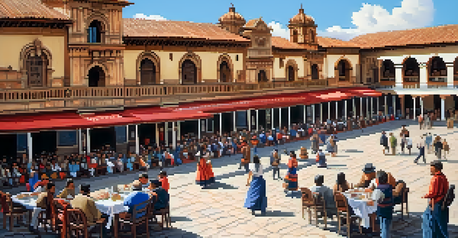 The vibrant Plaza de Armas in Cusco, filled with people, colonial architecture, and performers in traditional attire.