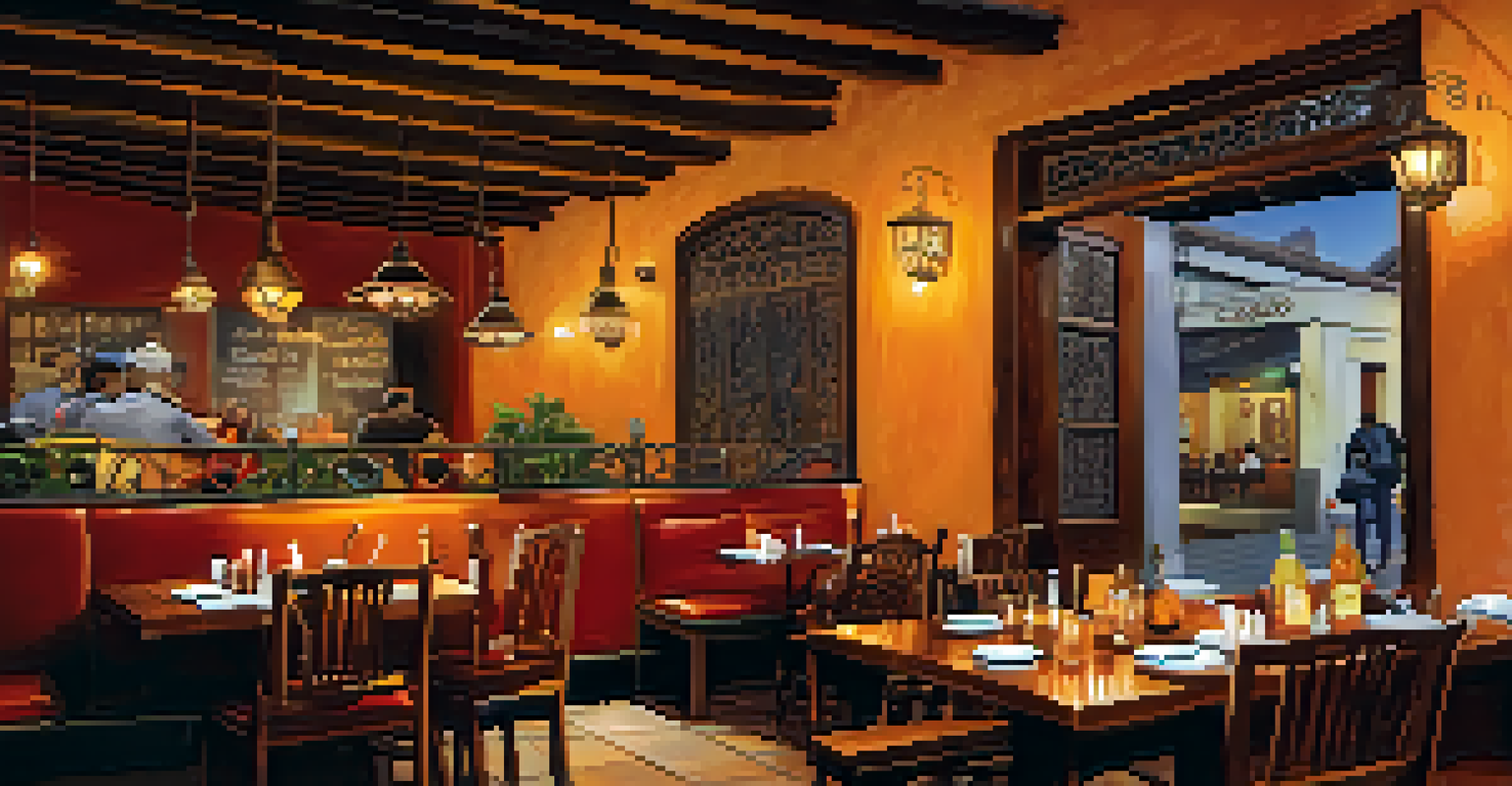 A cozy eatery in Lima's Historic Center with traditional Peruvian dishes served at a table, highlighting the local dining experience.