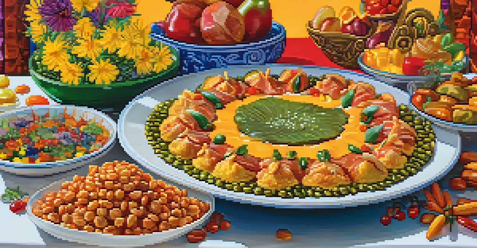 A beautifully presented 'turrón de Doña Pepa' dessert on a festive table during the Señor de los Milagros festival, surrounded by colorful decorations and warm lighting.