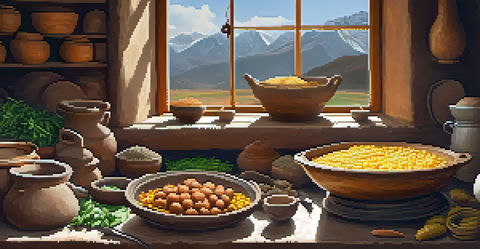 A chef in an artisanal kitchen preparing traditional Peruvian dishes with fresh ingredients like potatoes and maize.