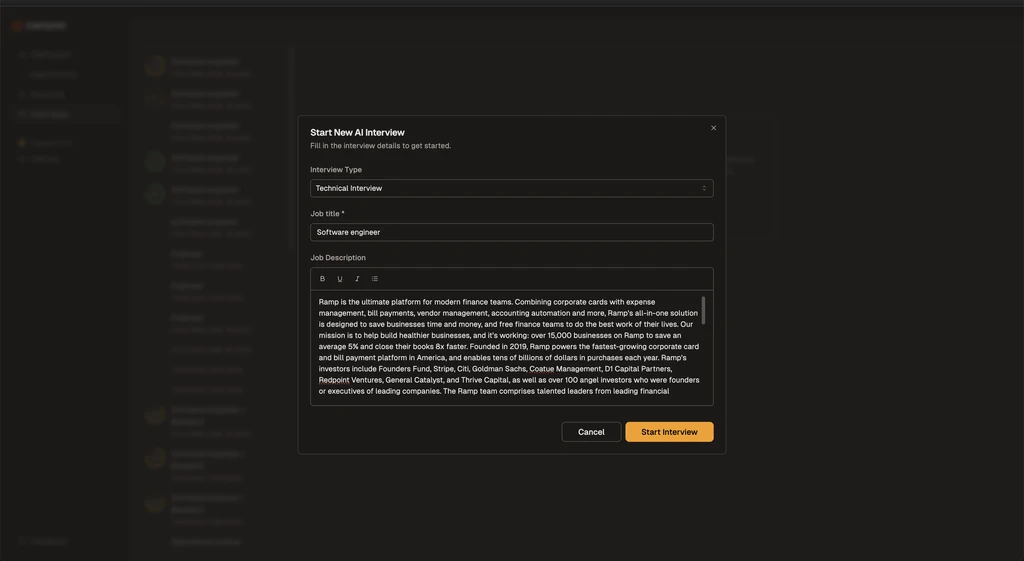 AI mock interviews tailored for any job