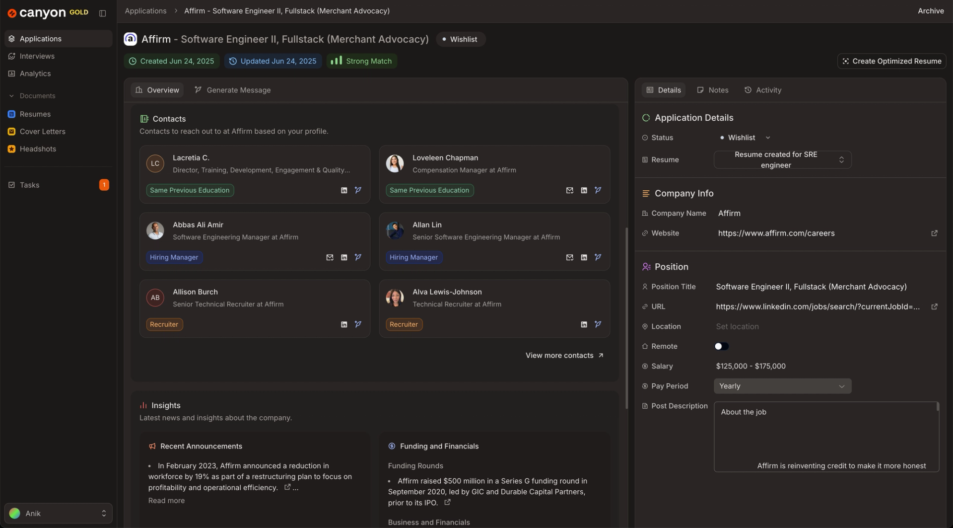 Researched information on company using AI 