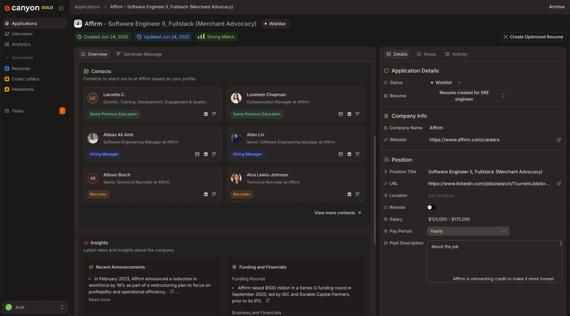 Researched information on company using AI